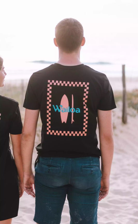 T-shirt unisex coton bio damier/surf Waïloa