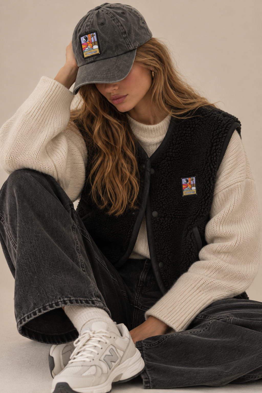 Gilet sherpa sans manches Néou noir