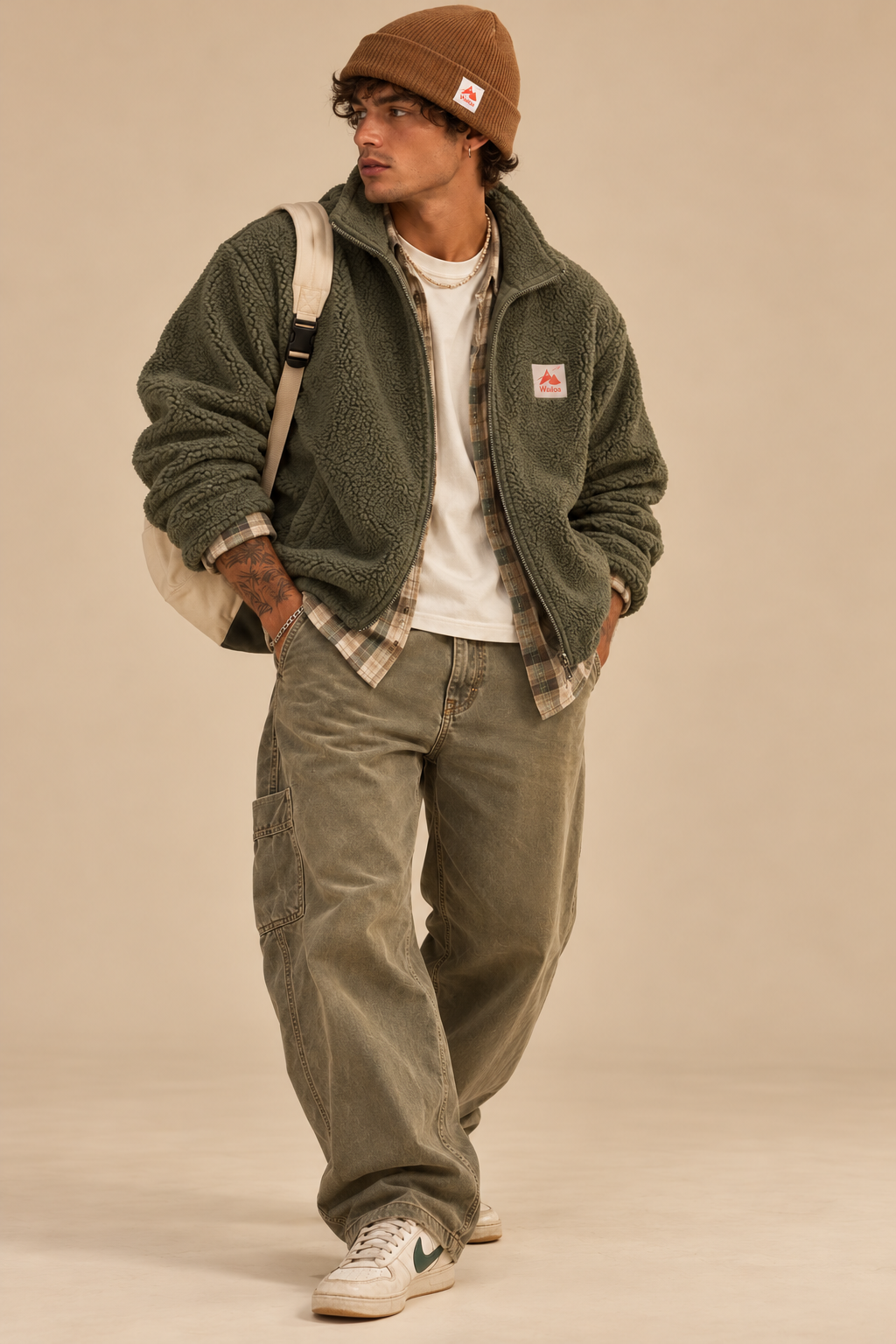 Veste zippée sherpa Luzou vert