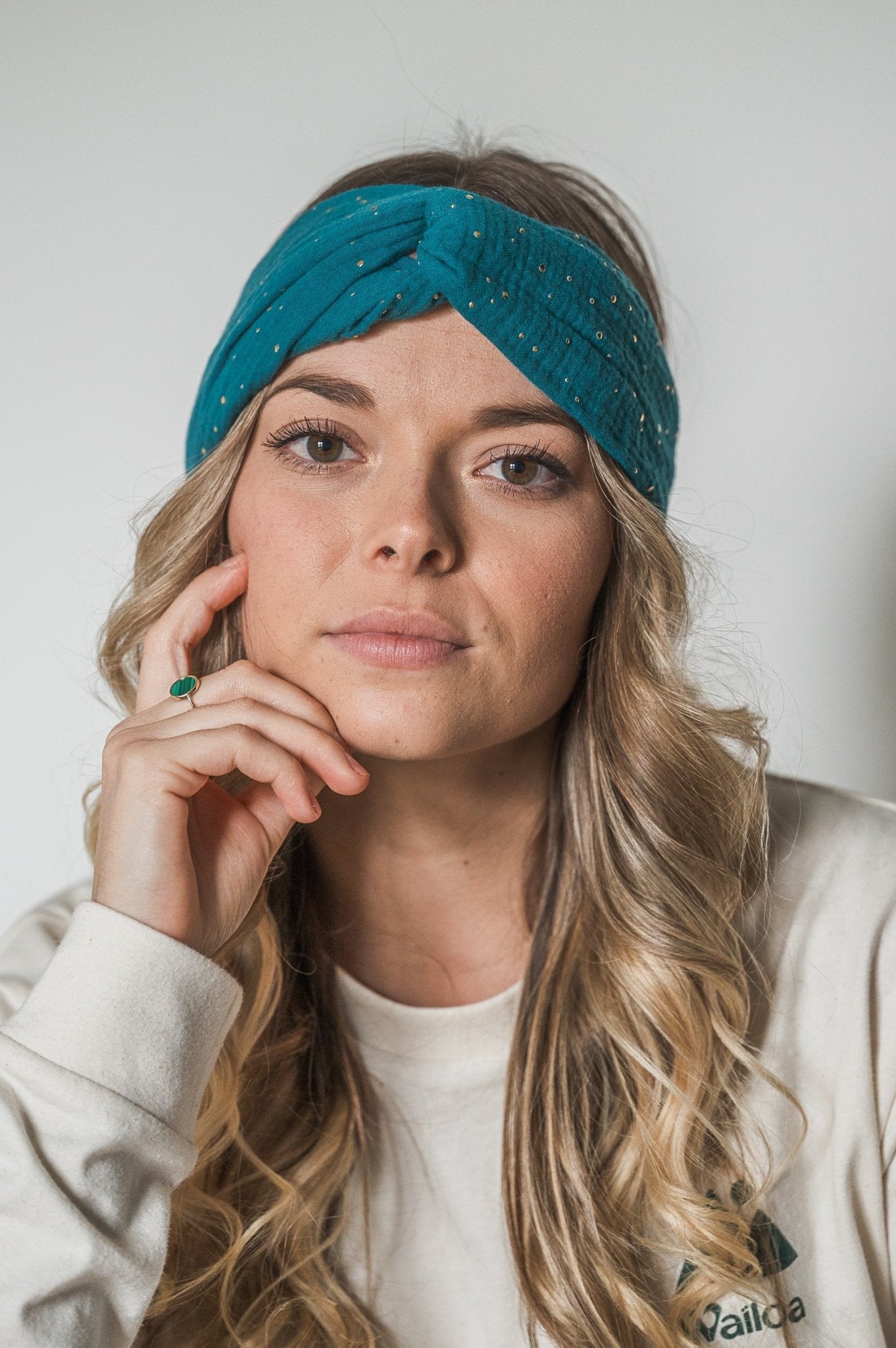 Bandeau Alana bleu canard doré - Waïloa