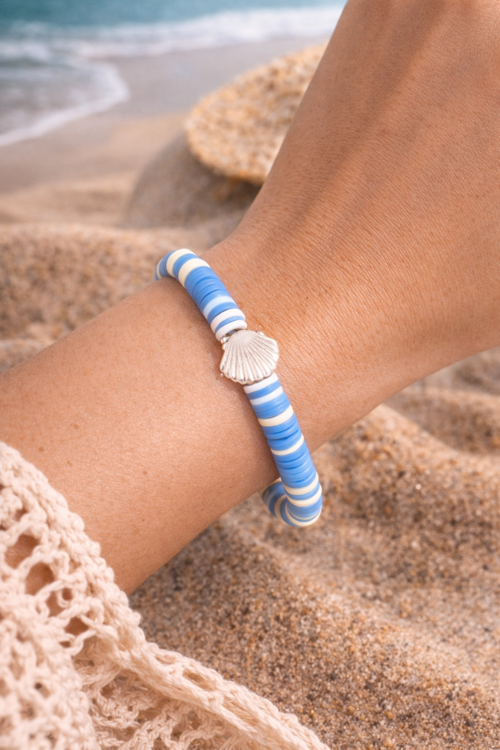 Bracelet heishi coquillage bleu - Waïloa