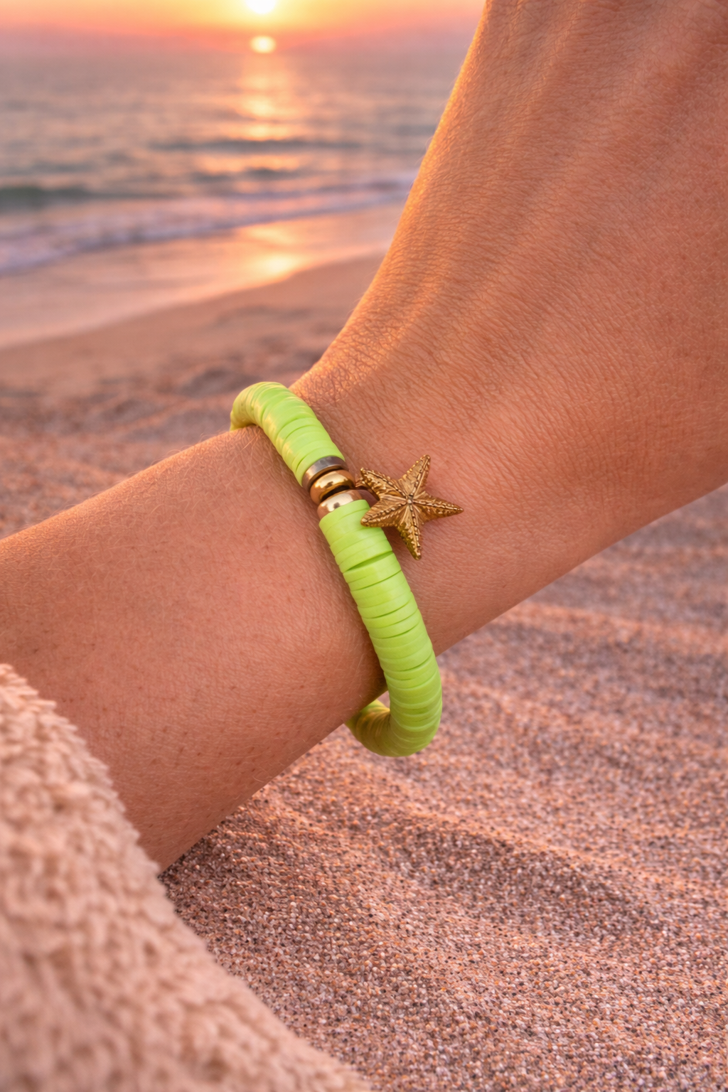 Bracelet étoile doré vert et rose - Waïloa