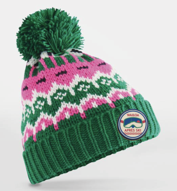 PRÉCOMMANDE : Bonnet à pompon Rétro Après-ski Vert Waïloa