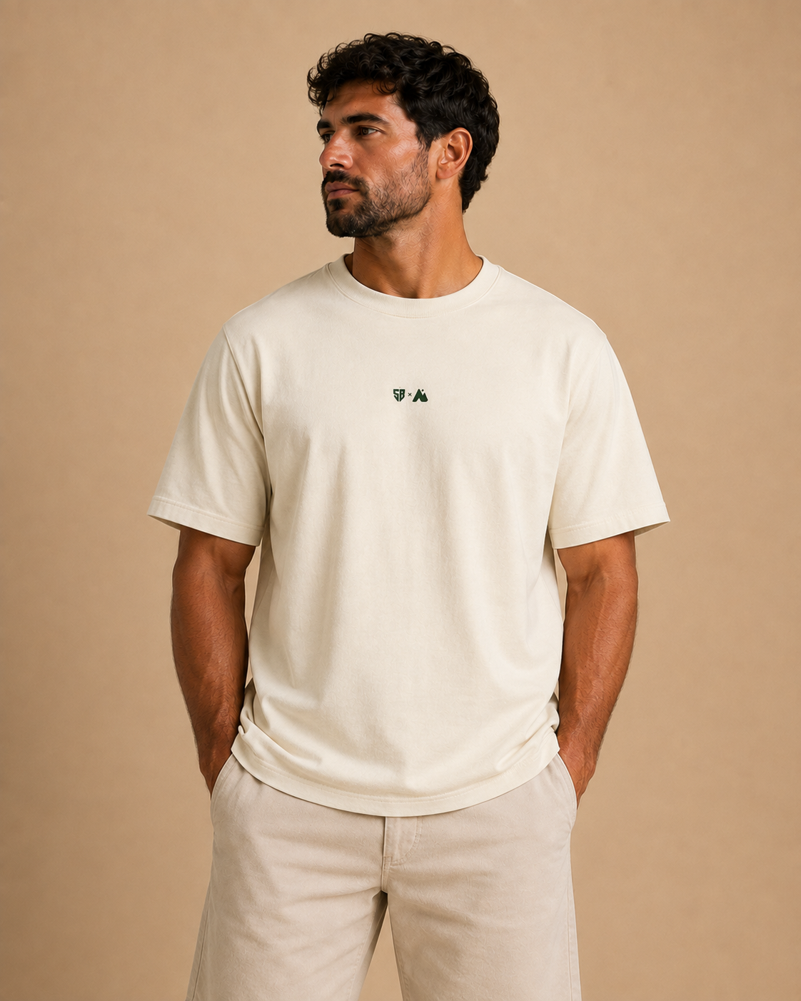 T-shirt oversize Marcel Cazenave écru/vert - Édition limitée Stade B.