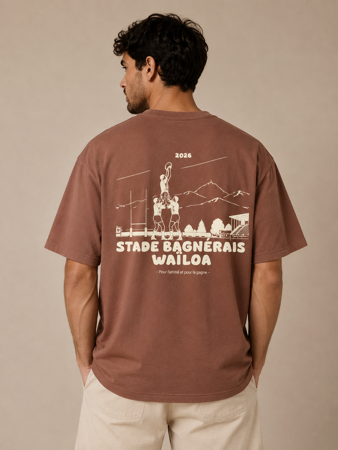 T-shirt oversize Marcel Cazenave terracotta/écru - Édition limitée Stade B.