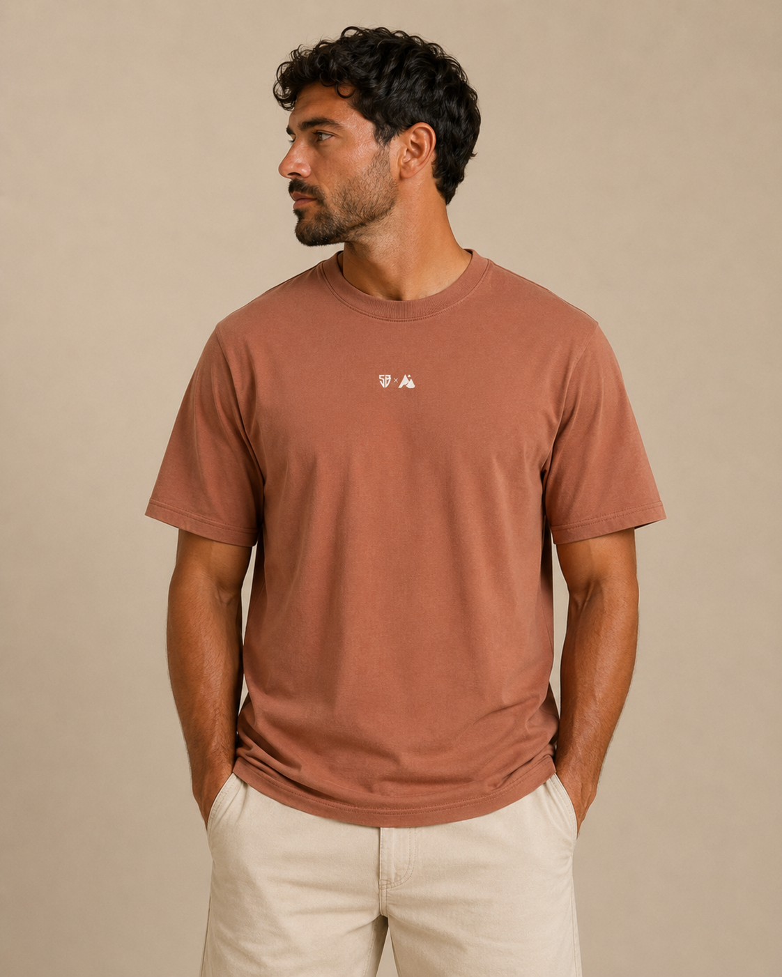 T-shirt oversize Marcel Cazenave terracotta/écru - Édition limitée Stade B.