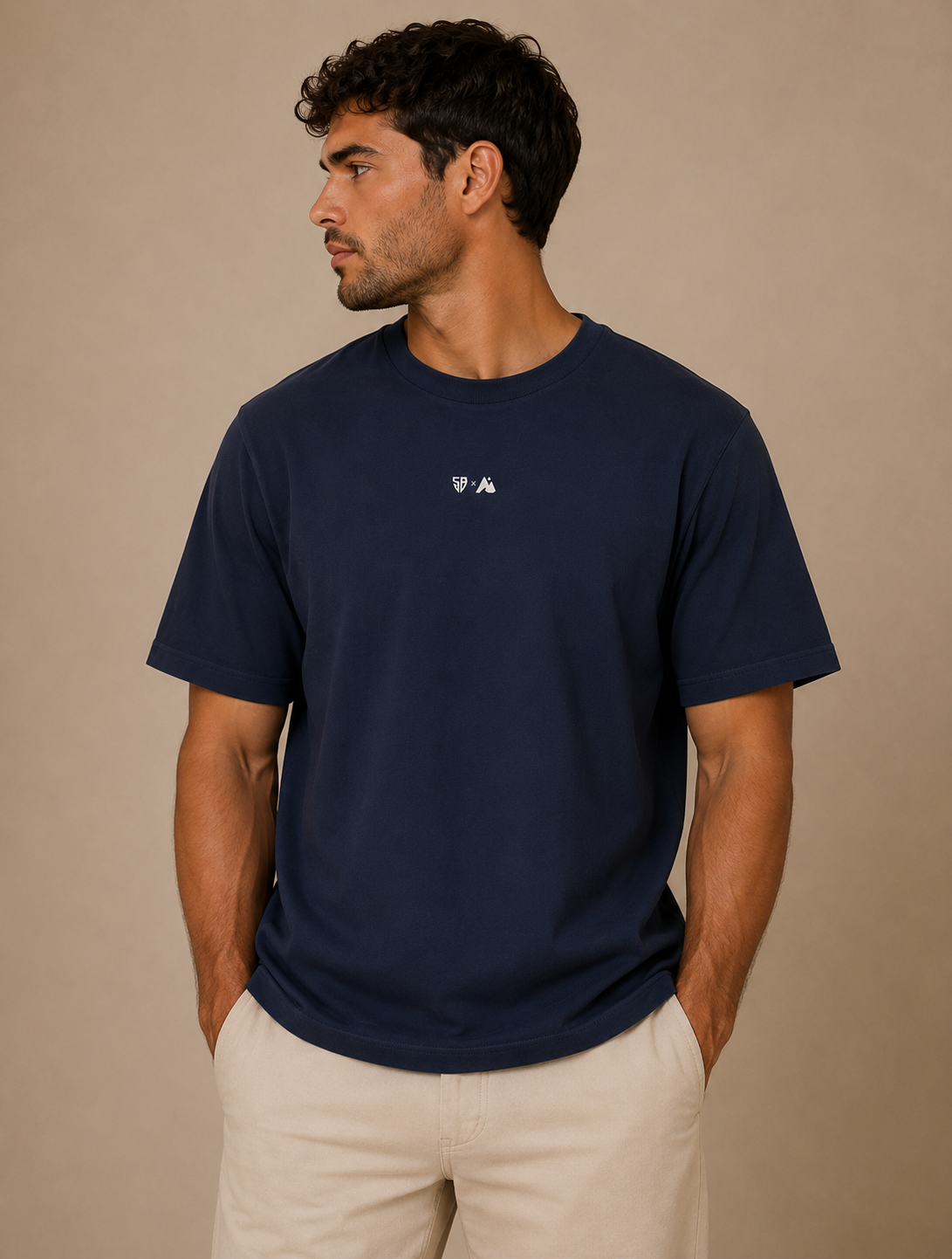 T-shirt oversize Marcel Cazenave marine/écru - Édition limitée Stade B.