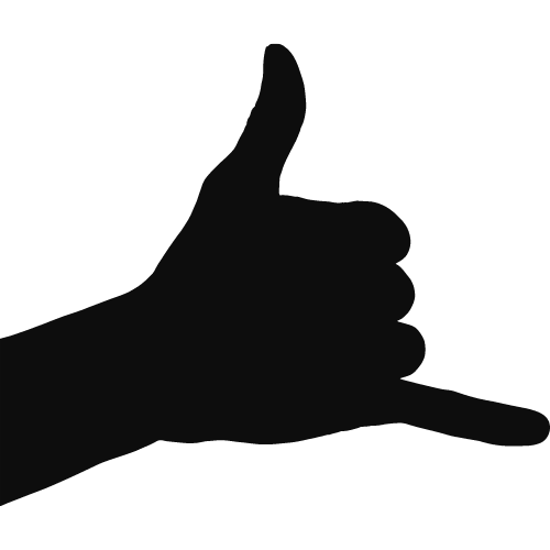 L'image montre une silhouette noire d'une main avec l'index pointé vers le bas. La main est orientée de sorte que le pouce est à gauche et les autres doigts sont repliés vers la paume. L'arrière-plan est blanc.