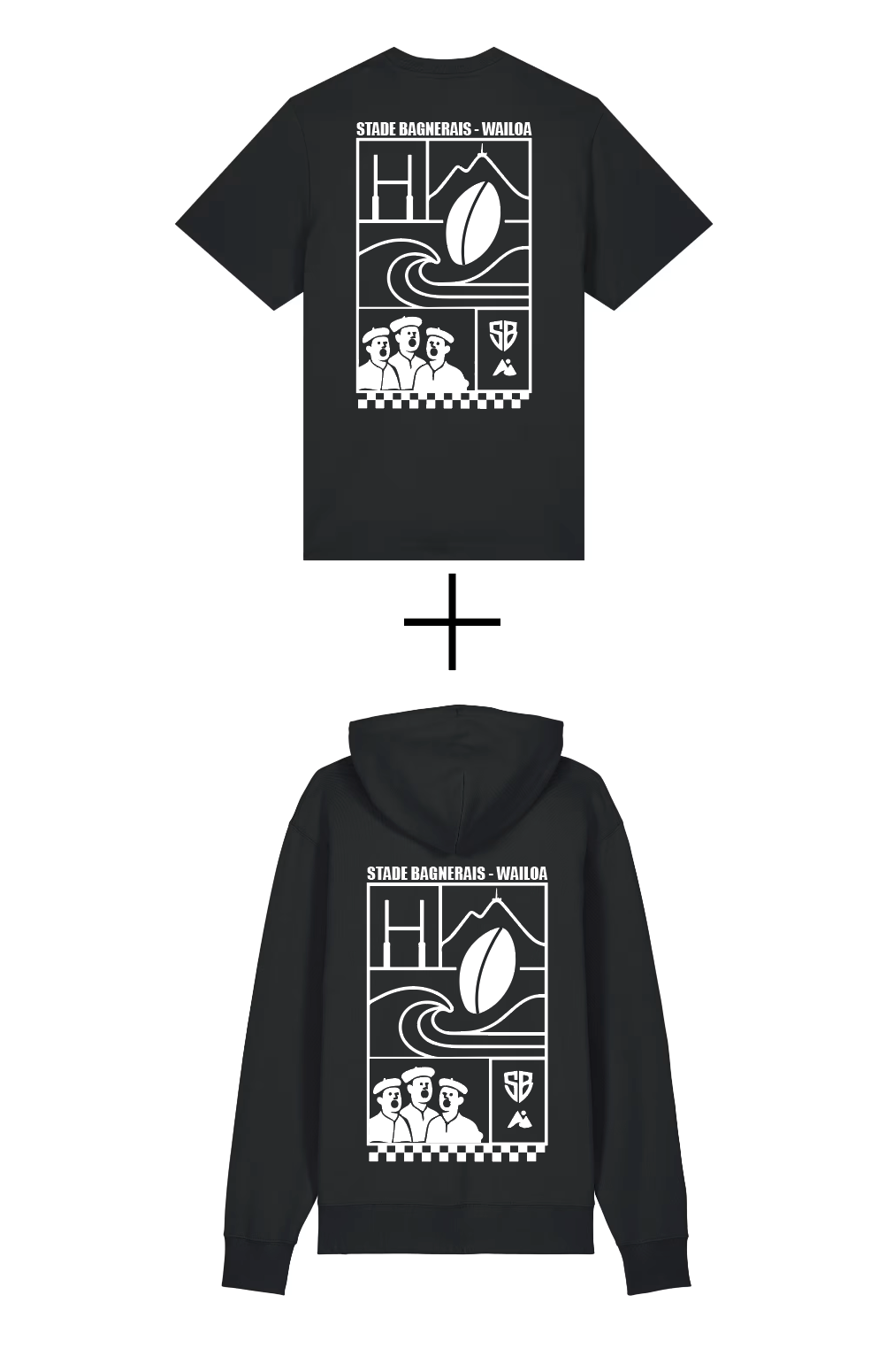 Pack 2pcs. : Sweat + T-shirt Collab' NOIR Stade B. - Waïloa