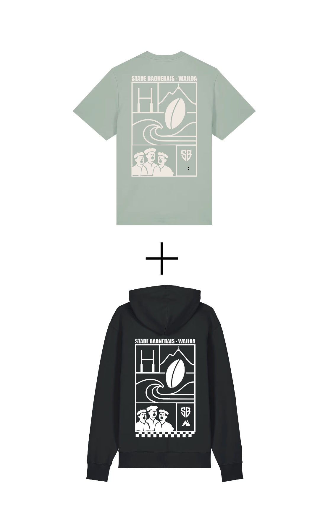 Pack 2pcs. : Sweat + T-shirt Collab' VERT Stade B. Waïloa