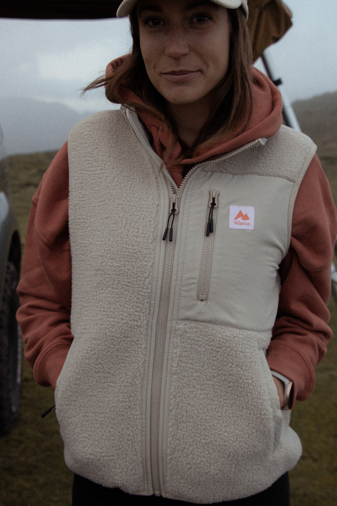 Polaire Midi sans manche beige - Waïloa