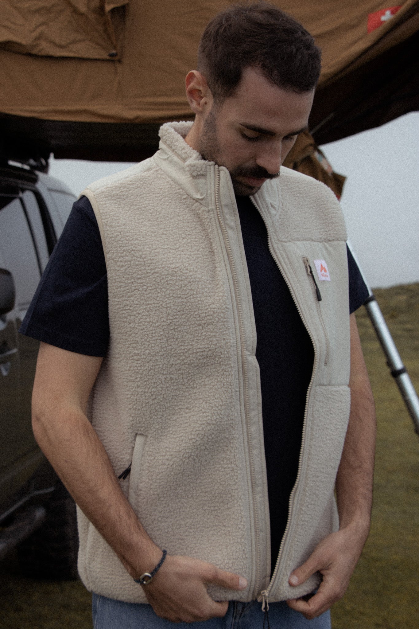 Polaire Midi sans manche beige - Waïloa