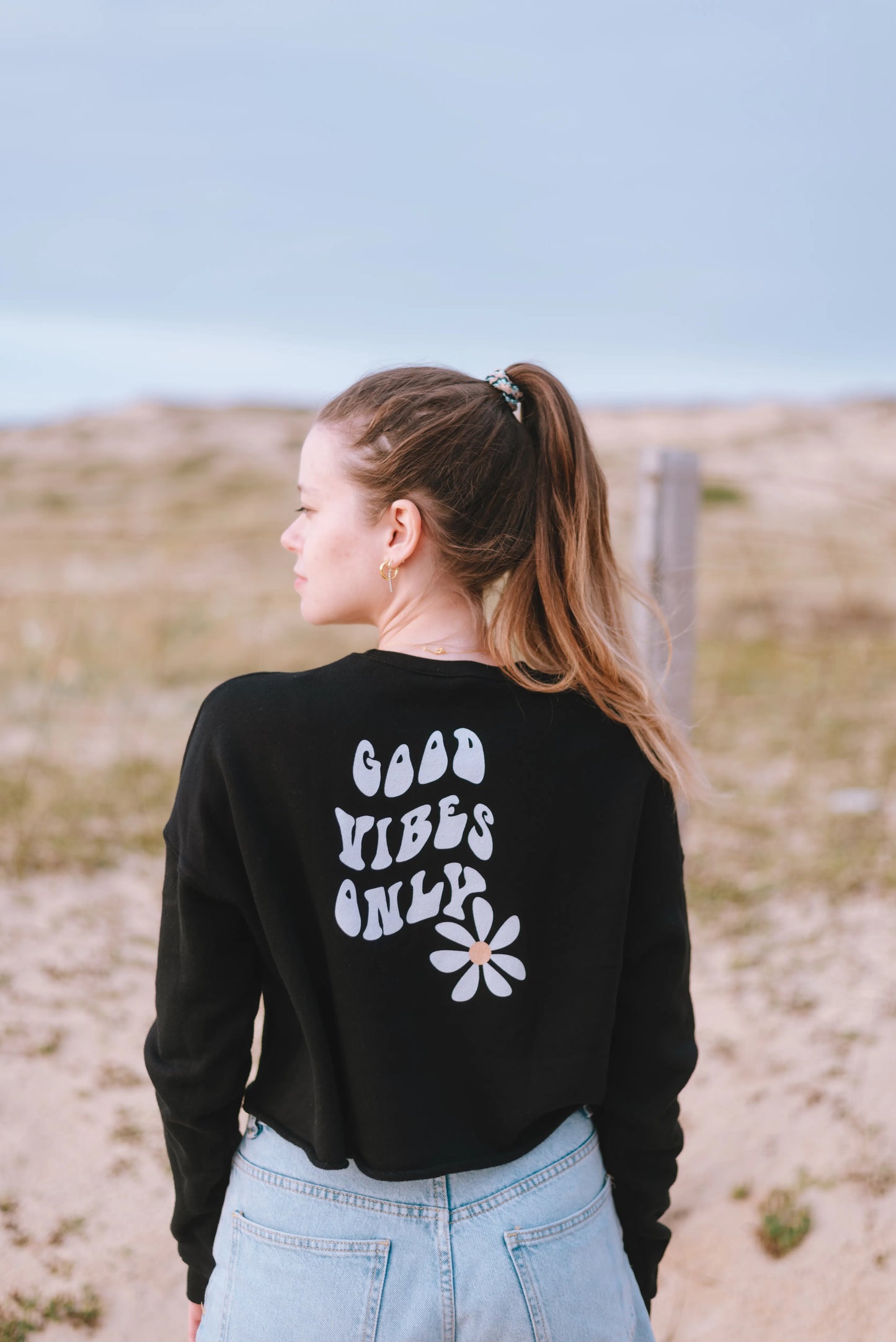 Sweat Femme cropped Good vibes only