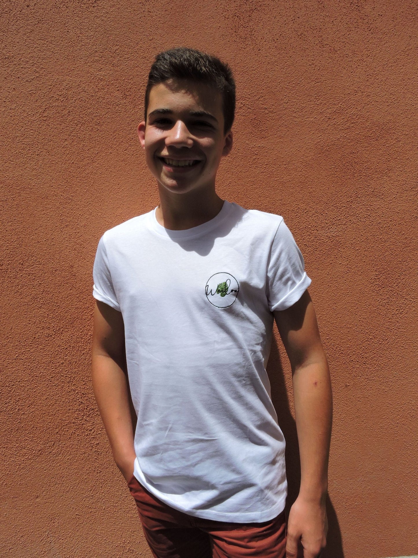 Imparfait : T-shirt enfant unisex basic coton bio blanc/vert