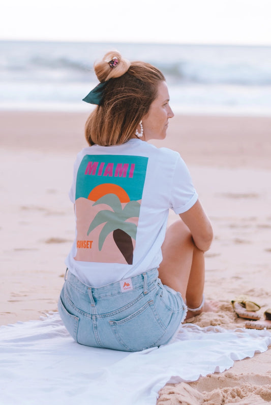 T-shirt unisex Miami Vibes coton bio blanc