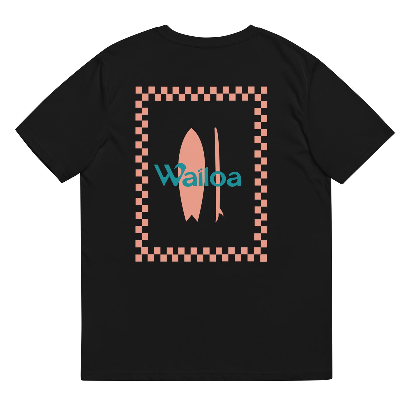 T-shirt unisex coton bio carreaux/surf Waïloa