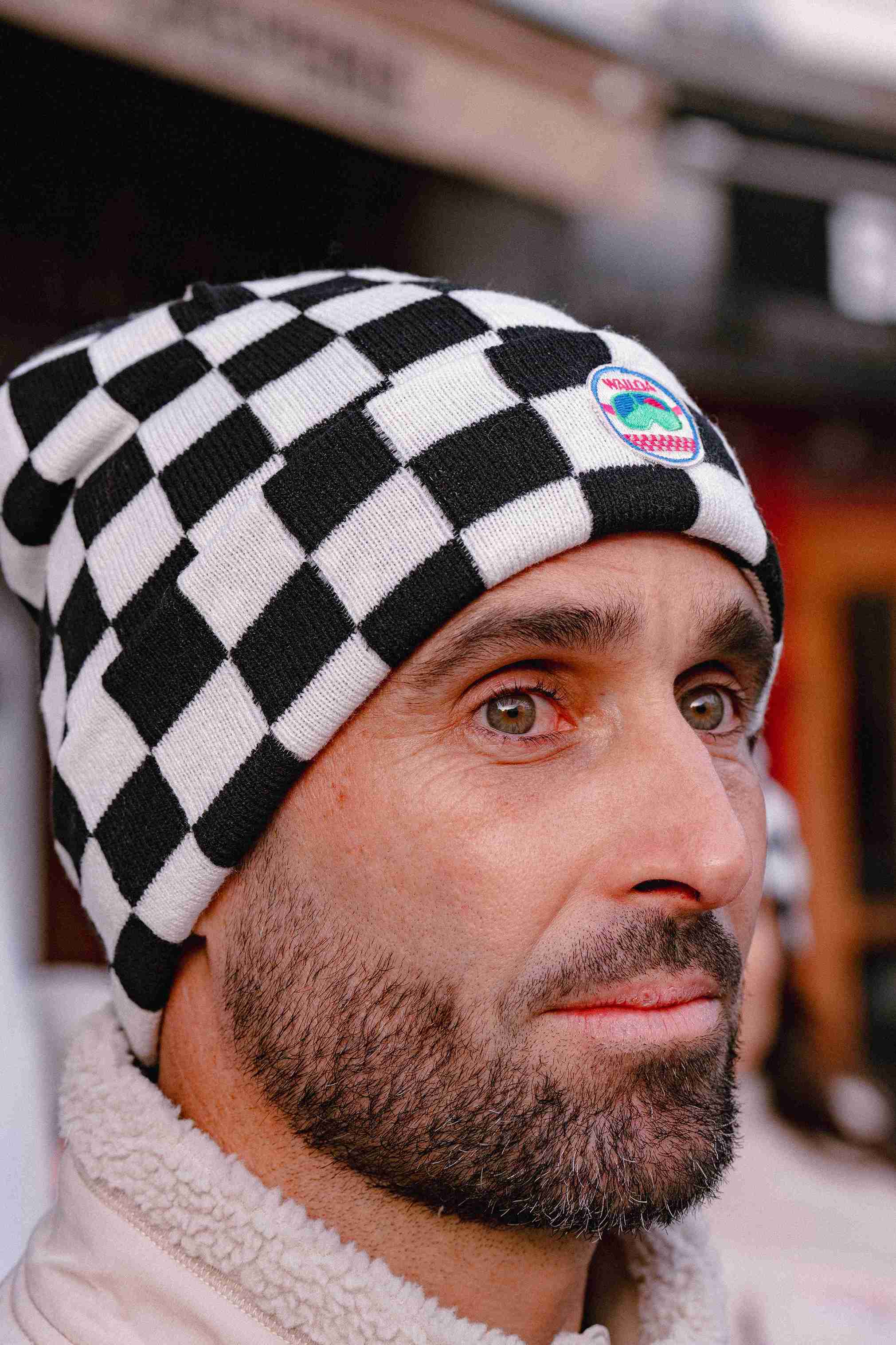 Bonnet à damier Move Noir/Blanc homme – Waïloa (vue 2)