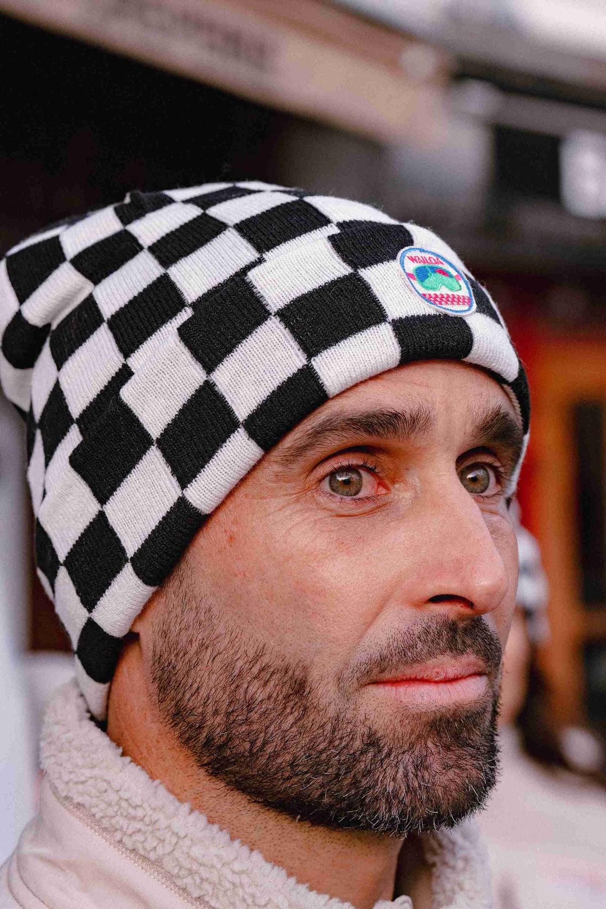 Bonnet à damier Move Noir/Blanc homme – Waïloa (vue 2)
