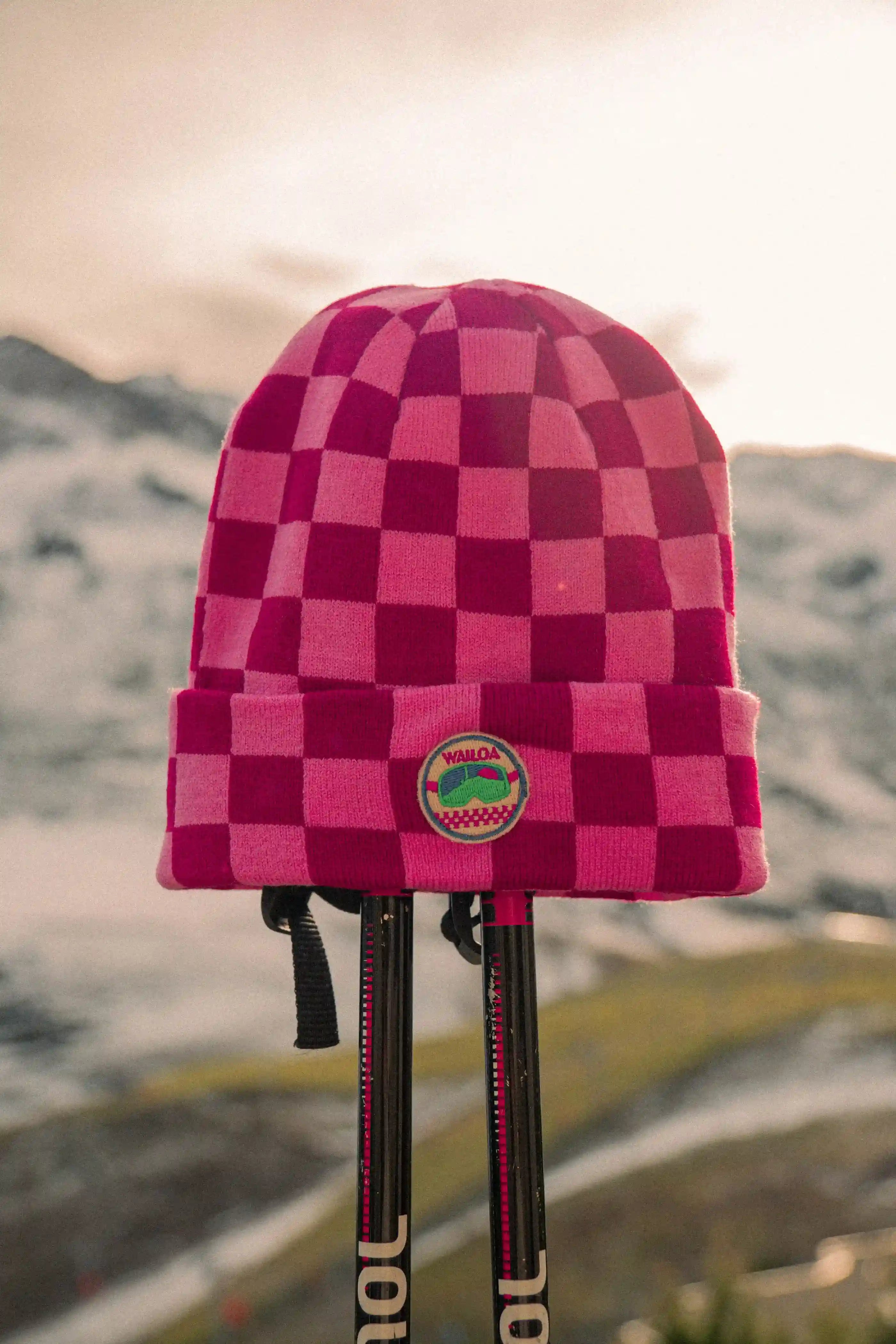 Bonnet à damier Move Rose/Rouge – Waïloa (vue 2)