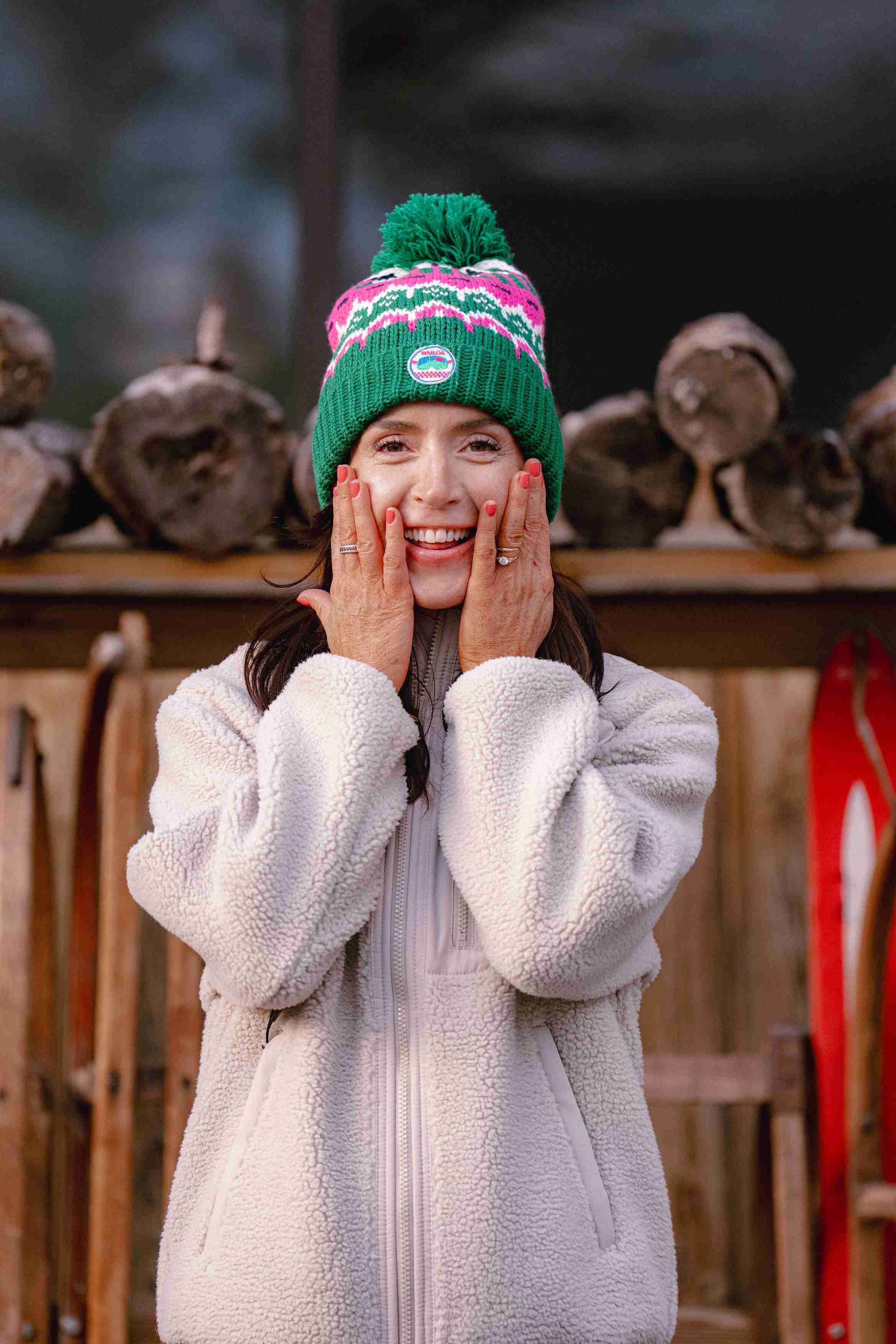 Bonnet à pompon Alpy Vert Femme – Waïloa