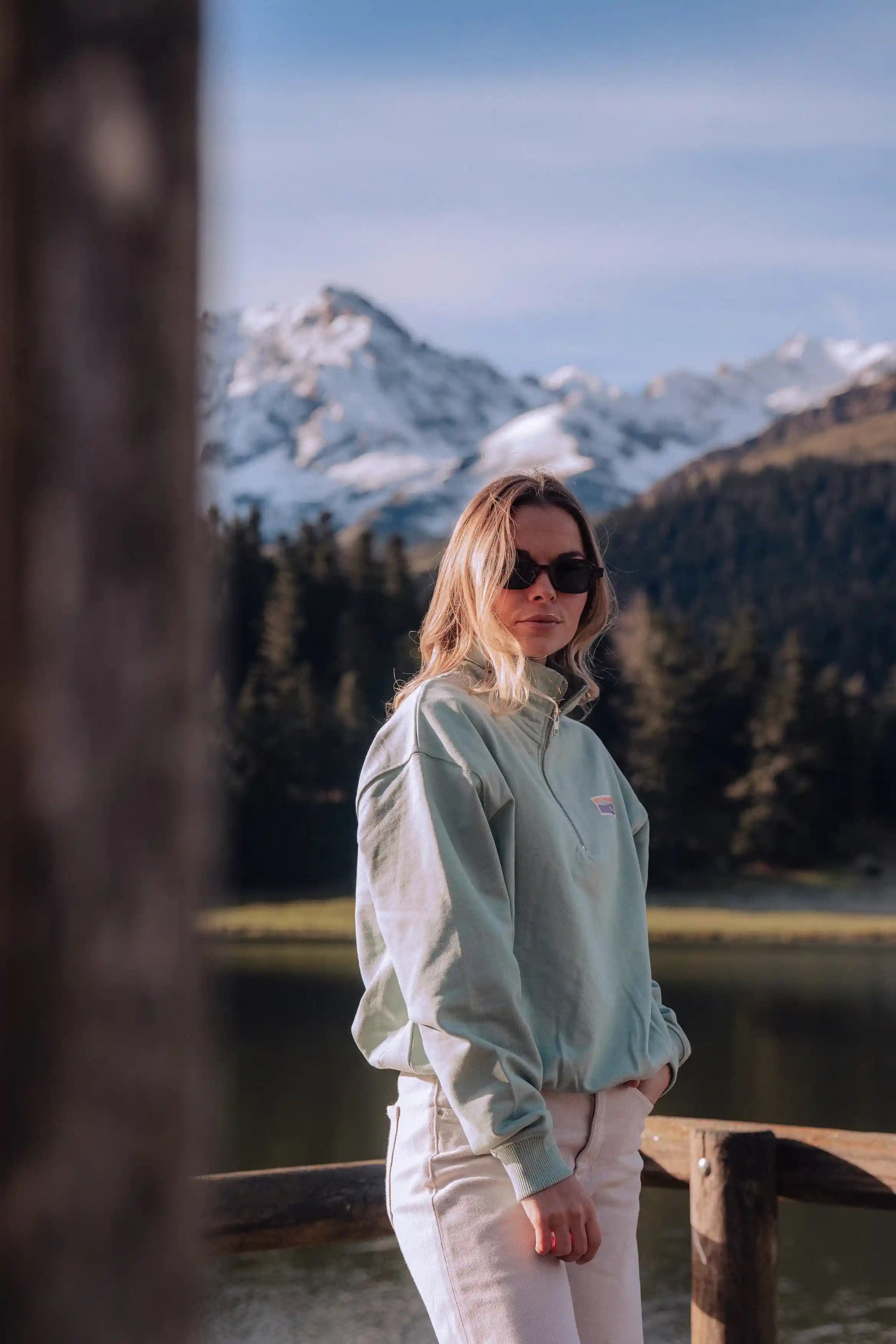 Pull col camionneur Montis vert d'eau femme – Waïloa (vue 2)