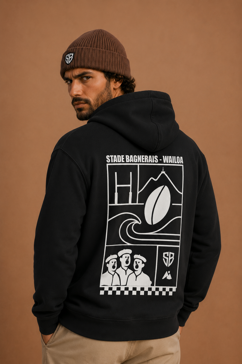Sweat à capuche Capsule noir | Stade Bagnerais x Waïloa