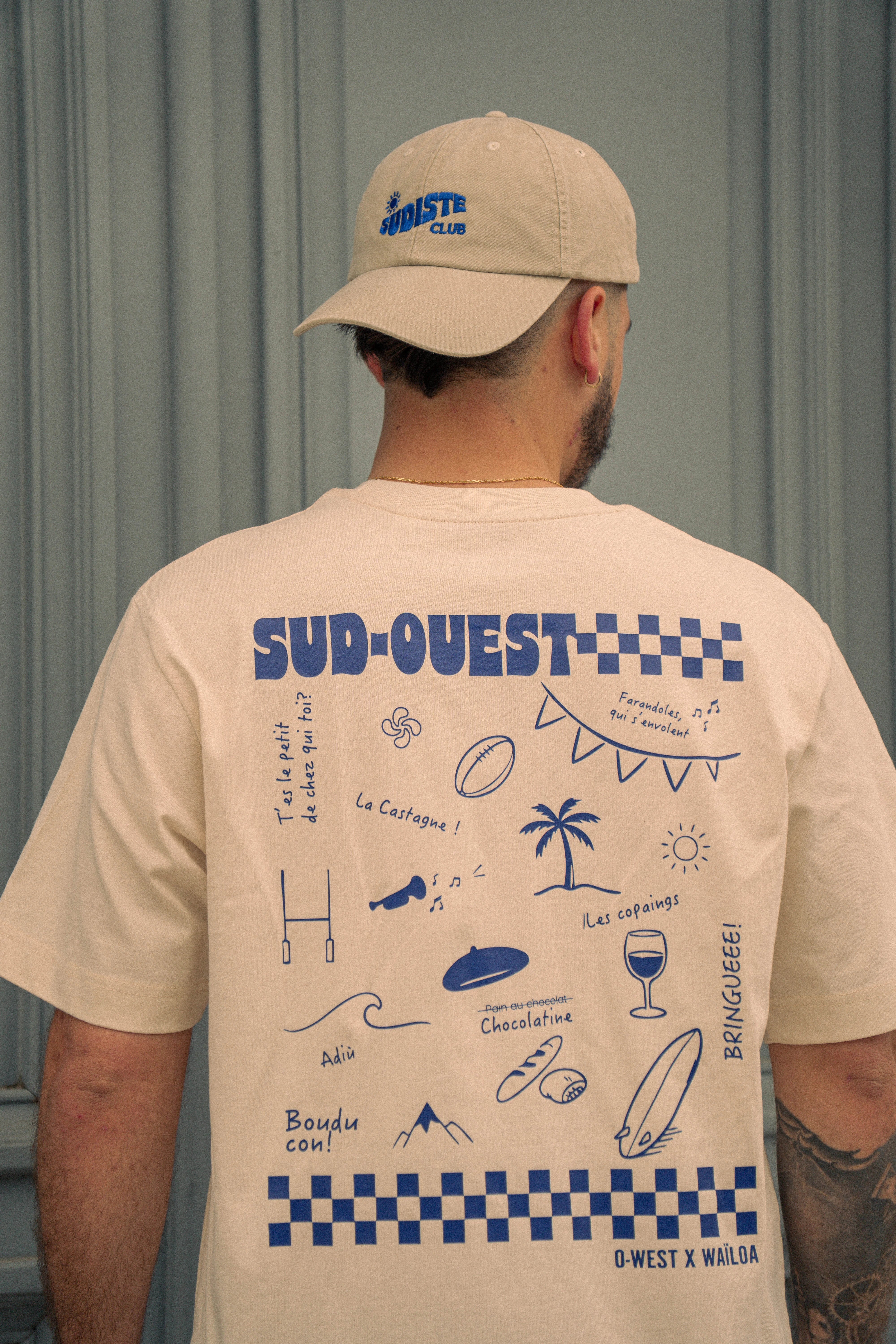 T-shirt Sud-Ouest écru/bleu – Waïloa