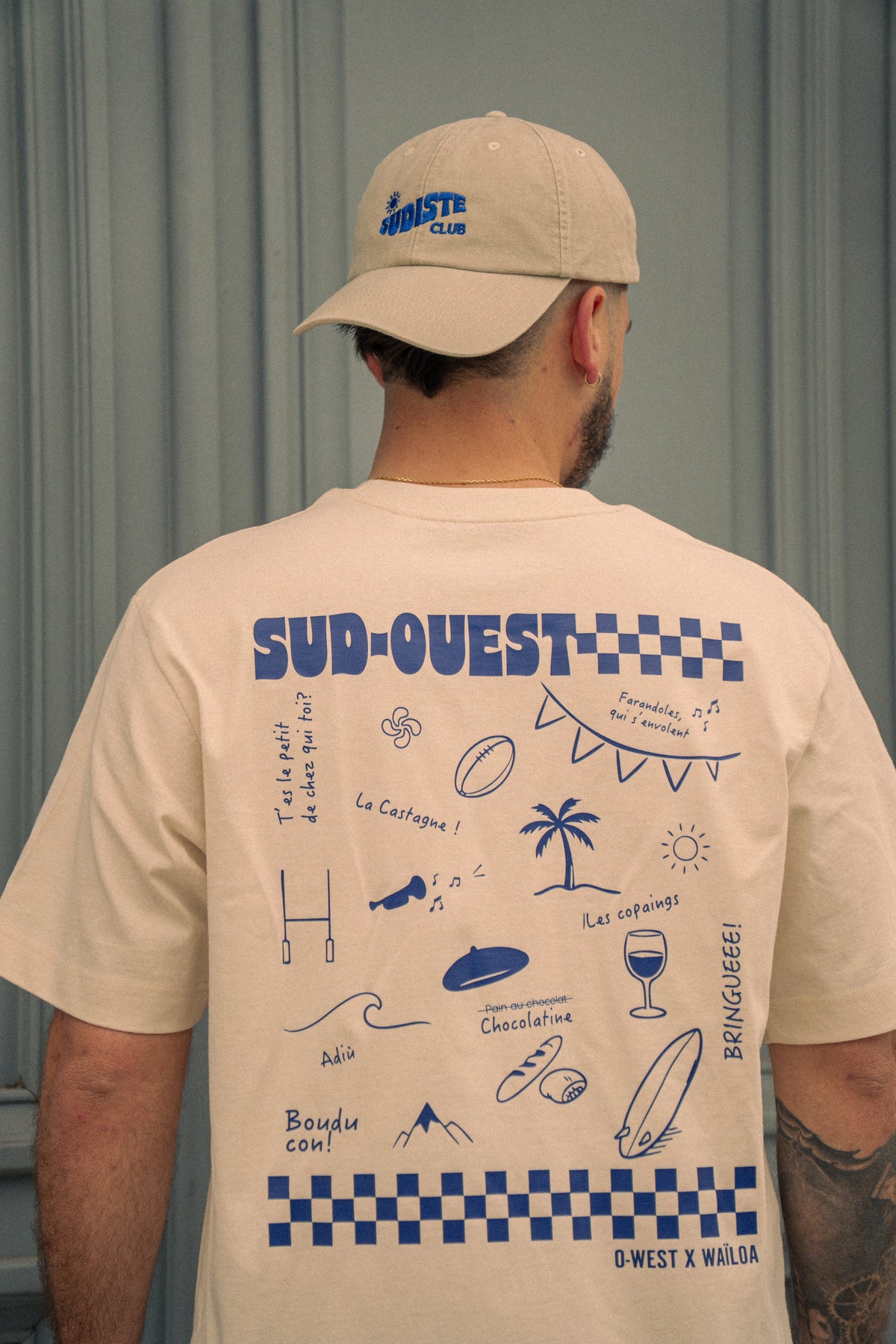 T-shirt Sud-Ouest écru/bleu – Waïloa